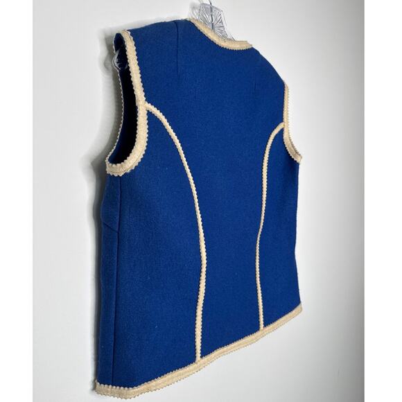 Vintage 70's Hungarian Folk Wool Vest Blue Embroidered Floral Trimmed medium - Picture 8 of 13